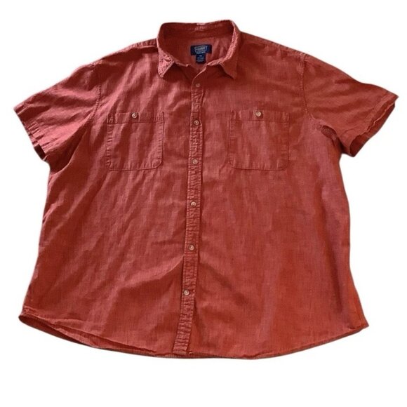 Foundry Young Mens Short Sleeve Button Up Shirt Red Size 3XL - Picture 1 of 7